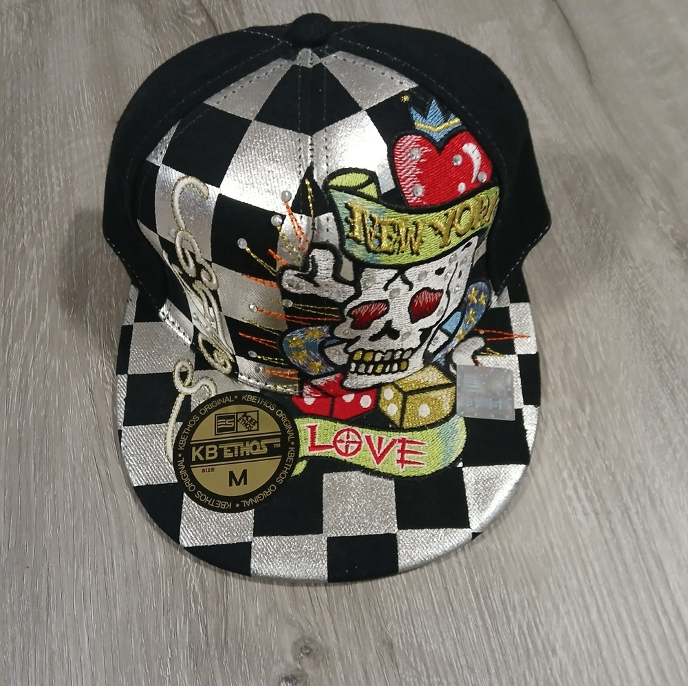 K & B Ethos Skull Embroidered Hat New York